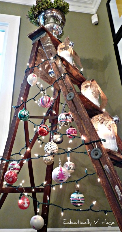 Very Unique Christmas Tree - an old ladder!  kellyelko.com