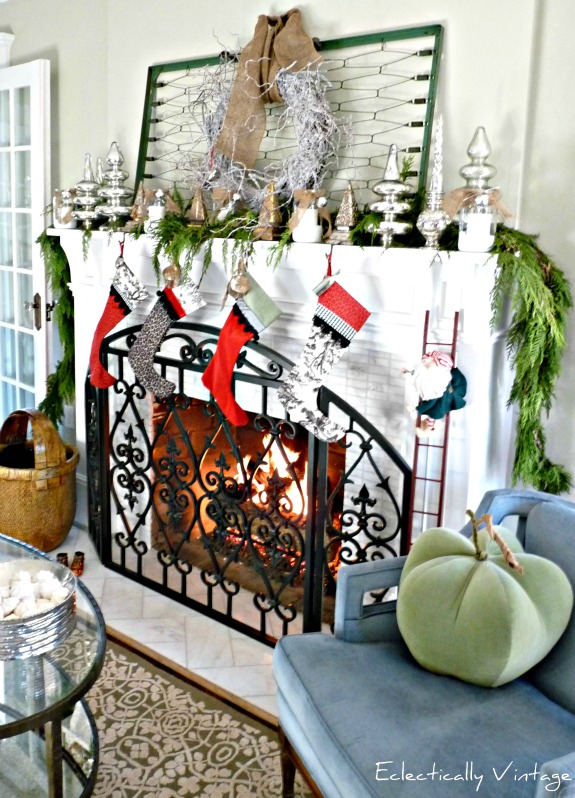 Santa will be hurrying down the chimney to see this fabulous Christmas mantels!  kellyelko.com