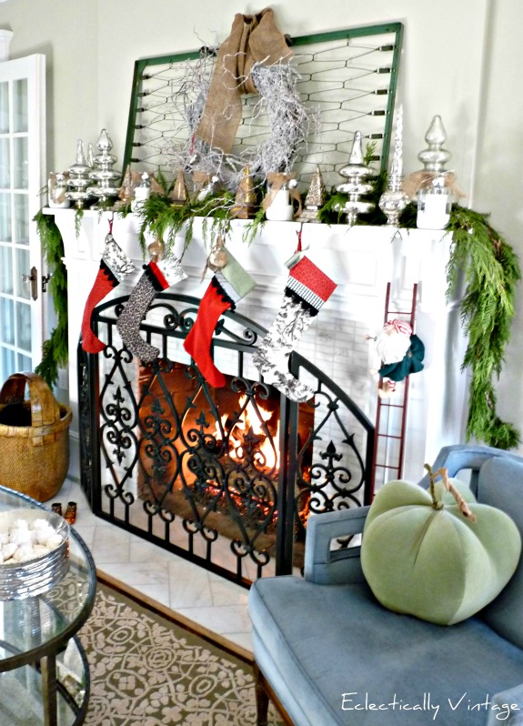 Christmas Open House Tour - filled with tons of unique Christmas decorating ideas like this mantel!  kellyelko.com