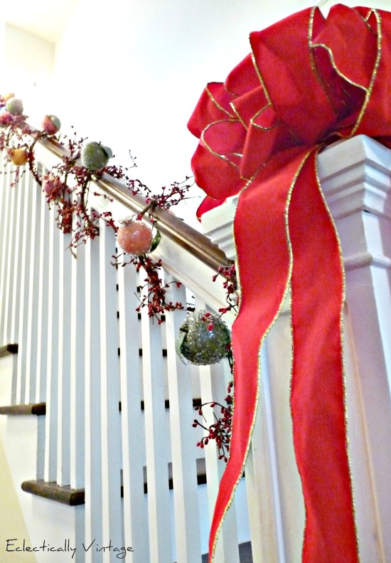 Sugared Fruit decorations for Christmas - see this fun banister at kellyelko.com