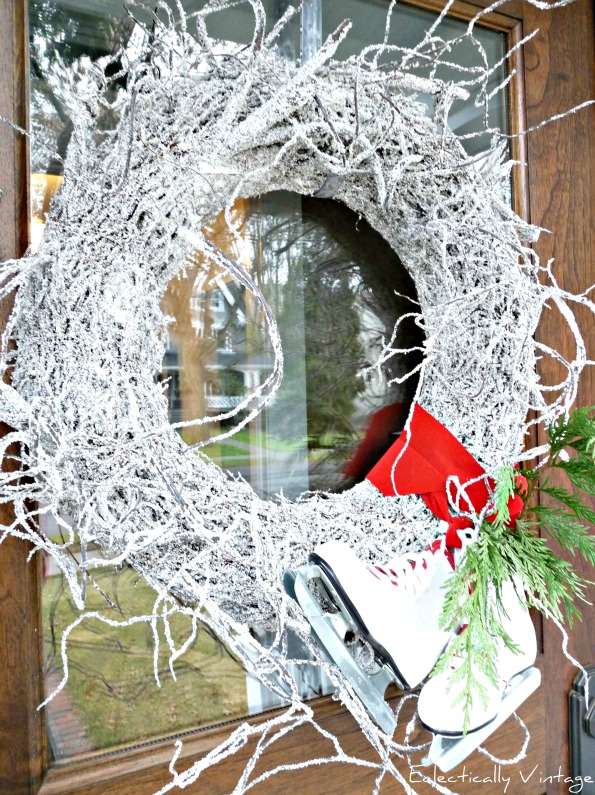 Christmas Open House Tour - filled with tons of unique Christmas decorating ideas like this snowy twig wreath!  kellyelko.com