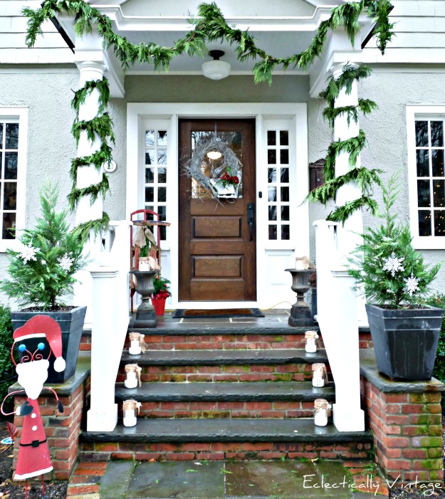 Christmas Open House Tour - filled with tons of unique Christmas decorating ideas like this porch!  kellyelko.com