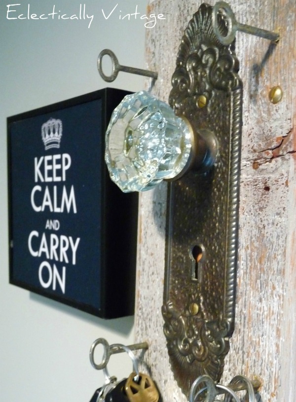 Vintage doorknob key holder - creative storage in this mudroom kellyelko.com