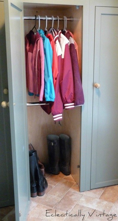 Great closet idea - a double rack!  Love this mudroom kellyelko.com