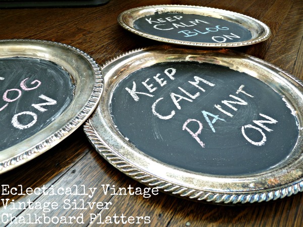 DIY Vintage Silver Chalkboard Platters kellyelko.com