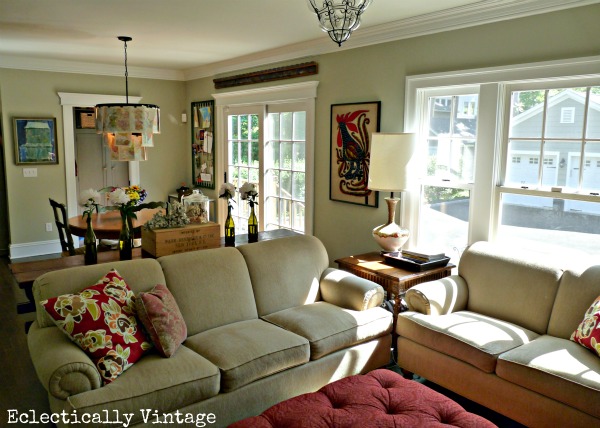 Family room and kitchen - love the open layout kellyelko.com