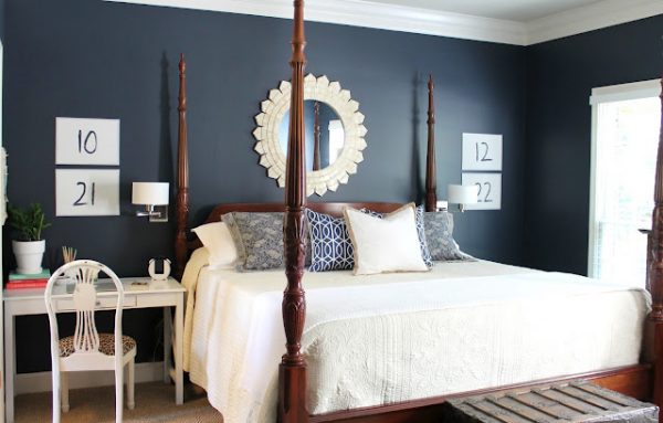 Charming House Tour filled with fabulous ideas like this dramatic bedroom