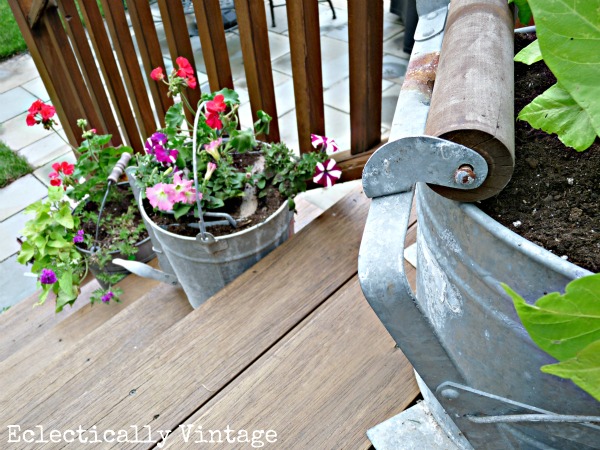 Galvanized Mop Bucket Planters eclectiallyvintage.com