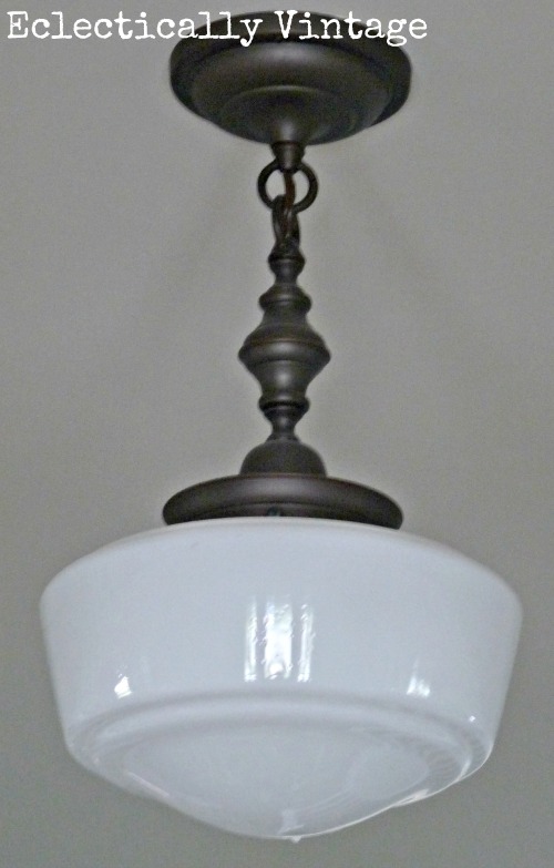 Schoolhouse light in a fabulous foyer - kellyelko.com