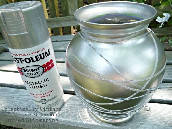 Great glass crafts - Dollar store vase turned mercury glass candle holder. kellyelko.com