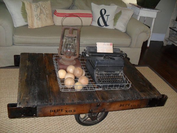 Love this factory cart coffee table kellyelko.com