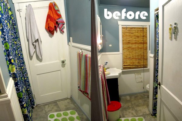 Amazing before and after of this fun beachy bathroom kellyelko.com