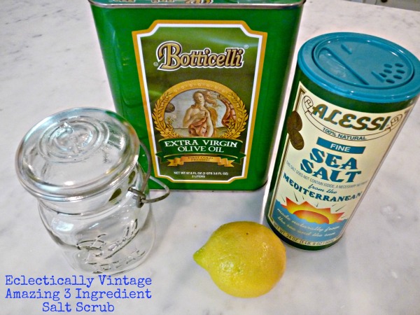 How to make your own lemon salt scrub - this smells amazing!  kellyelko.com