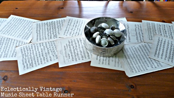 Music Sheet Crafts - love this table runner (my guests loved it)!  kellyelko.com