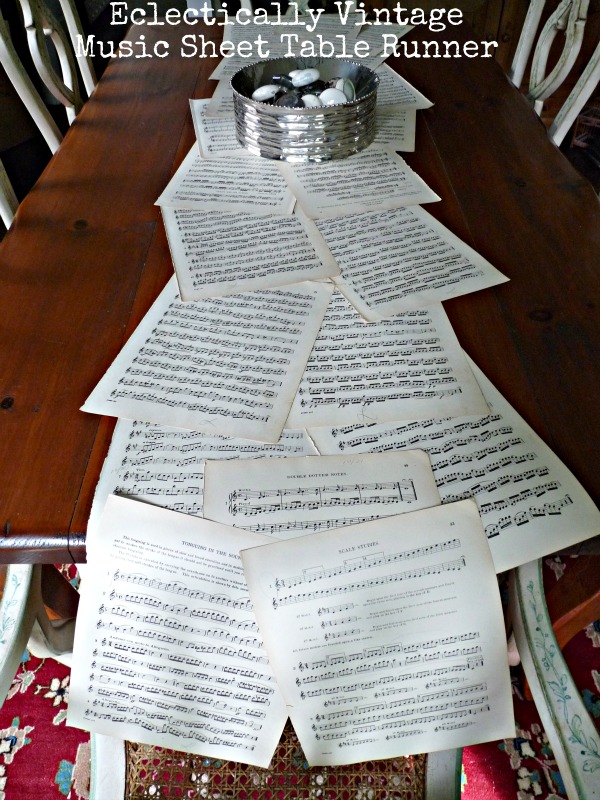 Music Sheet Crafts - love this table runner (my guests loved it)!  kellyelko.com