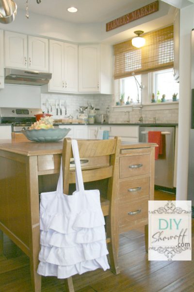 Vintage desk as kitchen island!