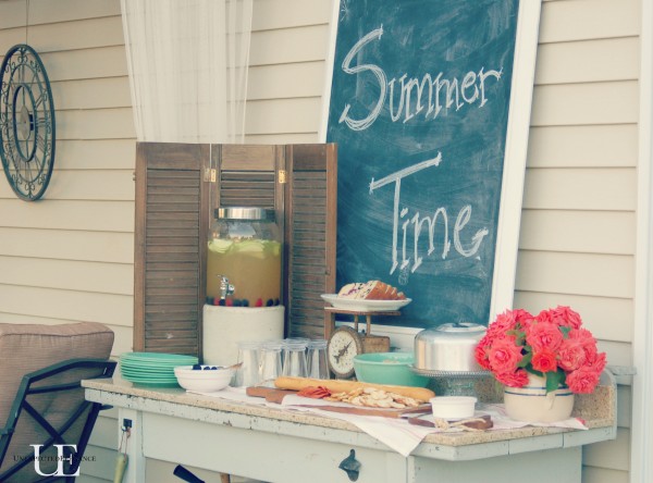 Farmhouse Industrial House Tour - the perfect mix.  Including the perfect patio with this DIY bar table