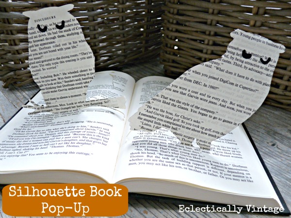 Pop Up Book Page Owl Silhouette - easy way to make your own!  kellyelko.com