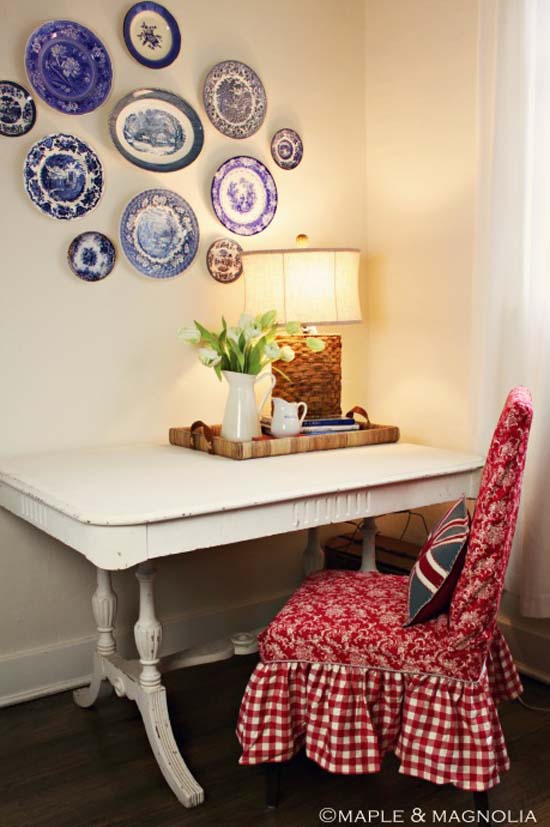 Farmhouse Guest Cottage Tour - love the plate wall.  It's gorgeous!  