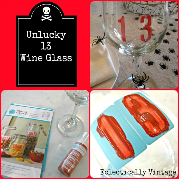 #Halloween Crafts - Make these unlucky 13 glasses - be the hit of your dinner party! kellyelko.com