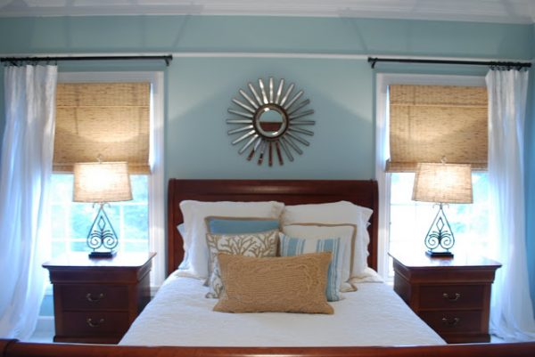 Fabulous home tour - love the soothing blue bedroom and mix of textures