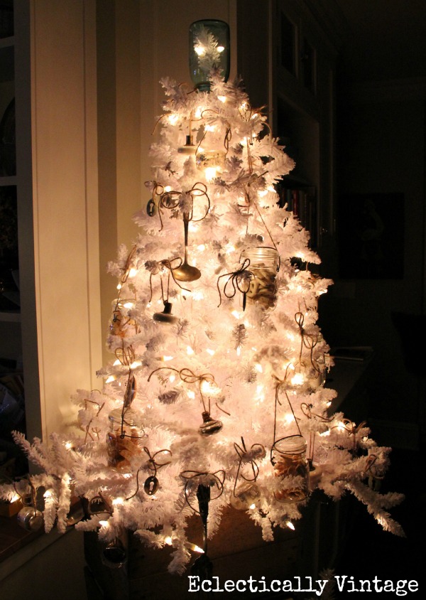 Decorating with a White Christmas Tree Eclectically Vintage