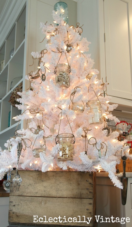 vintage white christmas tree