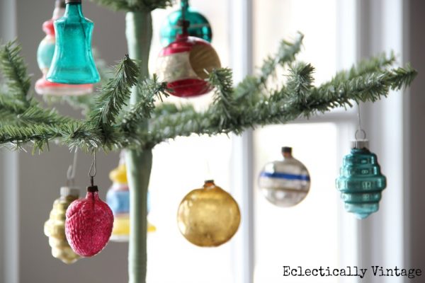 Christmas House Tours - step inside this 100 year old home filled with tons of fabulous decorating ideas like these feather trees!  kellyelko.com