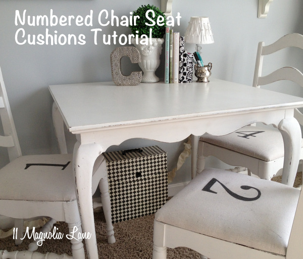 Make your own numbered seat cushions! kellyelko.com