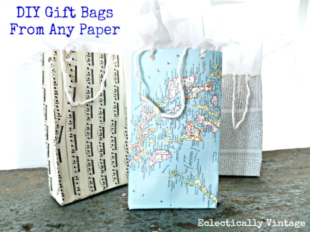 How to Make Gift Bags Out of Brown Paper Bags - Eclectically Vintage