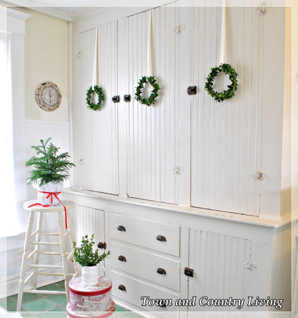 Trio of handmade wreaths - part of this Christmas house tour