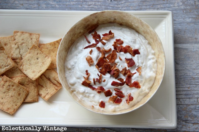 Smoky Blue Cheese Dip with a Kick - my guests gobbled this up! kellyelko.com