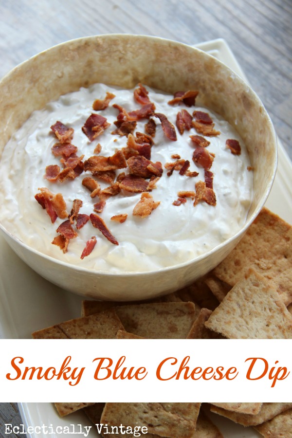 Smoky Blue Cheese Dip with a Kick - perfect party appetizers!  my guests gobbled this up! kellyelko.com