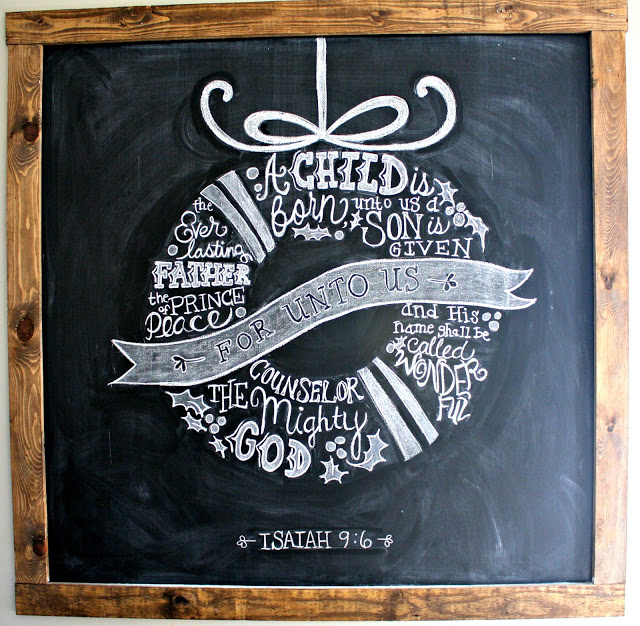 #Christmas House Tours -tons of great DIY ideas like this DIY #chalkboard art kellyelko.com