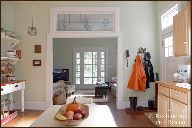 1917 Bungalow Kitchen - love the stained glass transom