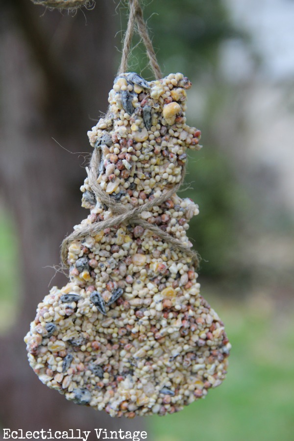 Make your own simple birdseed ornaments - the birds will flock to your yard! kellyelko.com