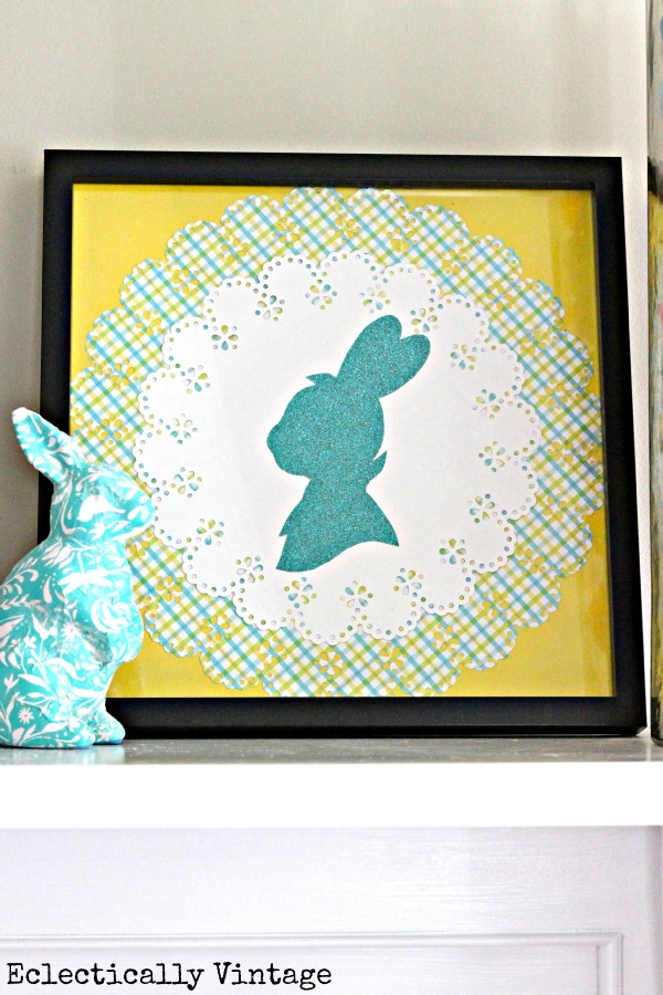 Make this cute Easter craft - a bunny silhouette!  kellyelko.com