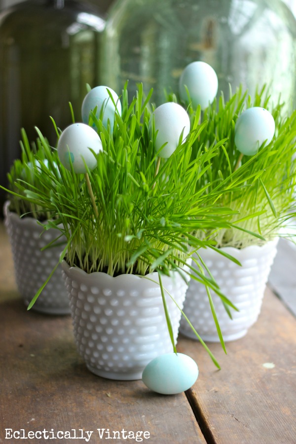 Grow Your Own Spring Grass Centerpiece www.kellyelko.com