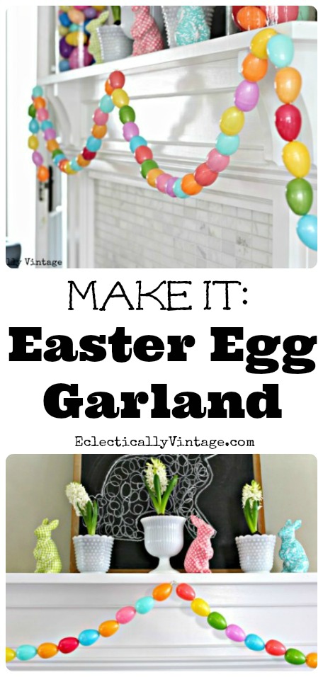 DIY Easter Egg Garland - a fun spring craft using plastic Easter eggs! kellyelko.com