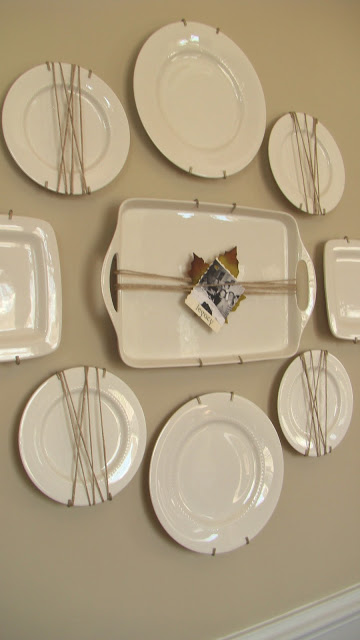 Twine Wrapped White Plate Wall - one of 20+ creative plate walls at kellyelko.com