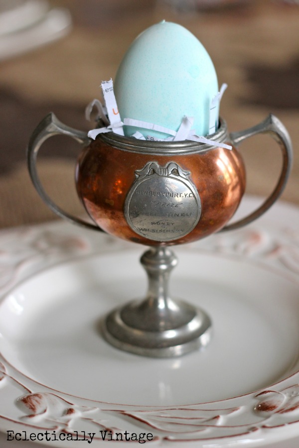 Eclectically Vintage easter spring egg cups trophies loving cups 