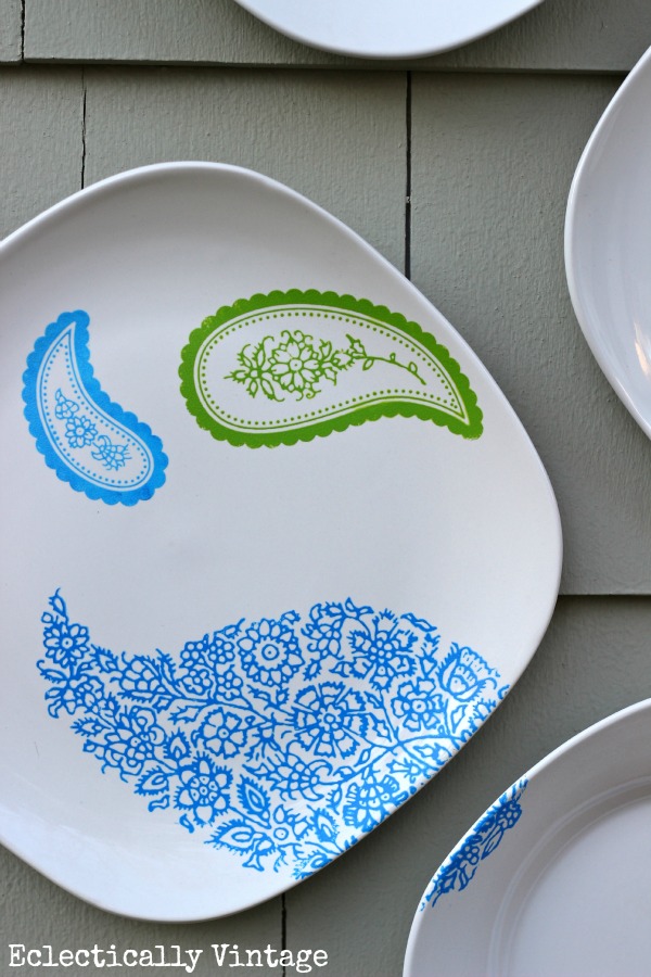 DIY Paisley Plate Wall - just one of the many ways you can customize your own plate wall!  kellyelko.com