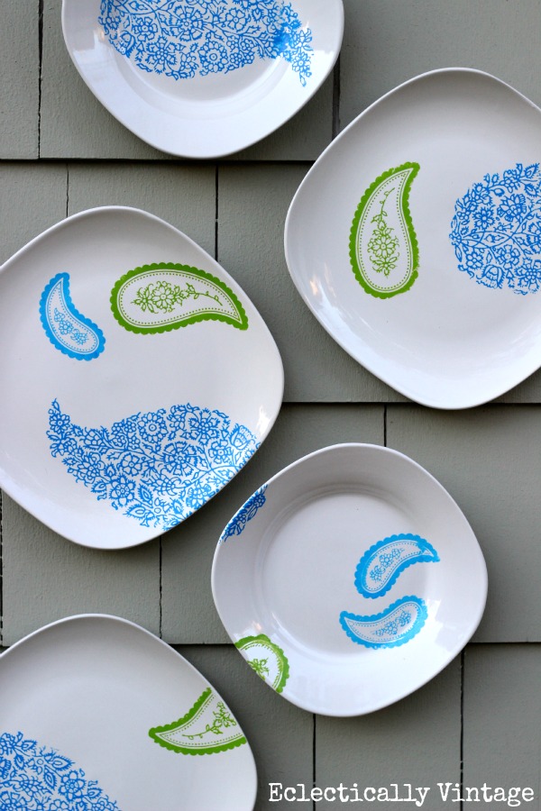 DIY Paisley Plate Wall - just one of the many ways you can customize your own plate wall!  kellyelko.com