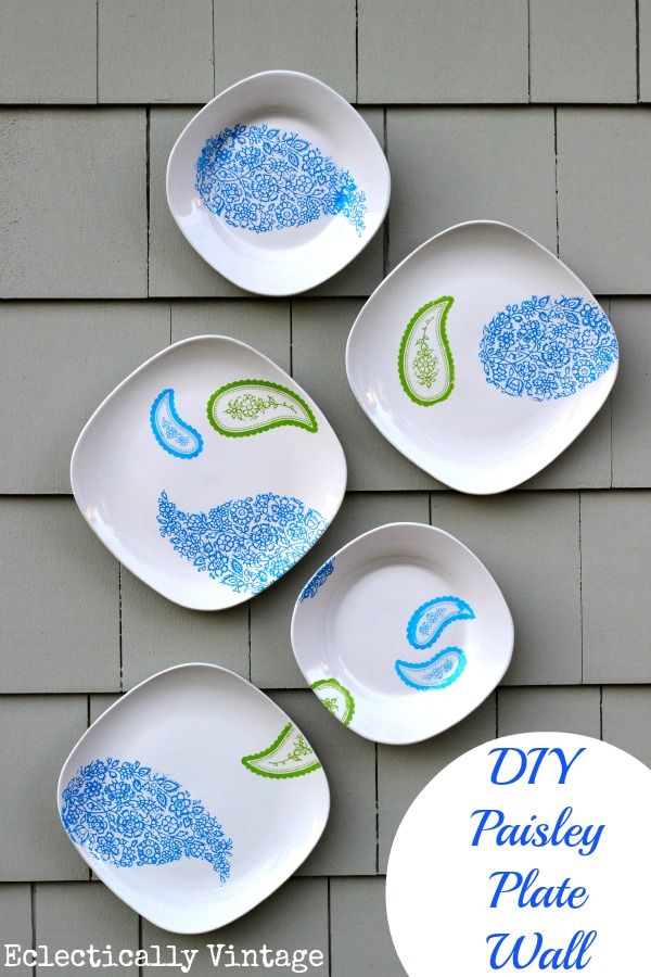 DIY Paisley Plate Wall - just one of the many ways you can customize your own plate wall!  kellyelko.com