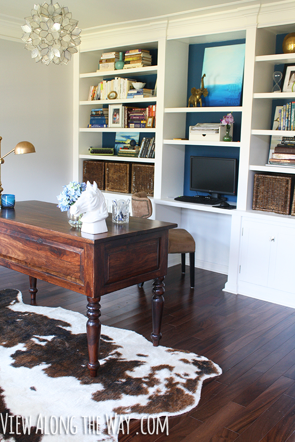 Home office with style - and a DIY capiz light!  Plus a great house tour