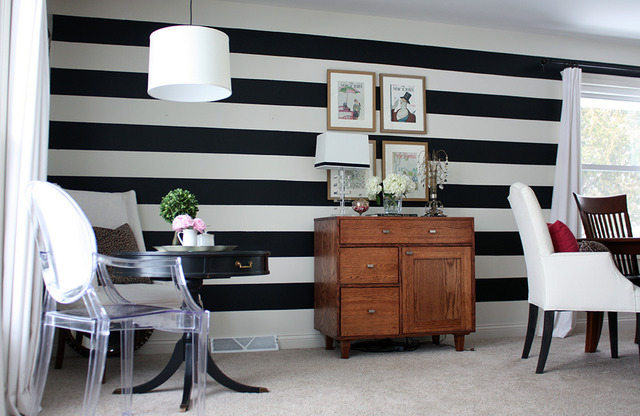 Striped statement wall - and a color/pattern filled house tour