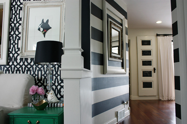 Stenciled and striped statement walls - and a color/pattern filled house tour