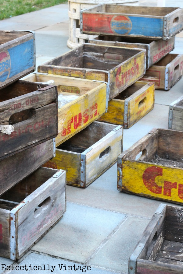 Vintage soda crates & bottles - free find!  kellyelko.com