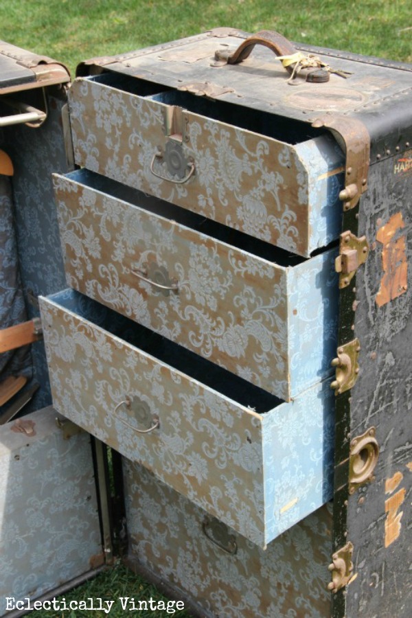 Vintage Steamer Wardrobe Luggage Trunk.