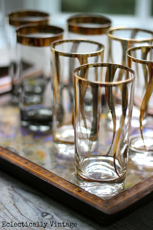 Vintage mid century gold glassware - very Mad Men!